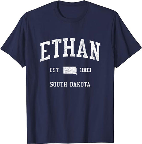 Ethan South Dakota SD T-Shirt Vintage Athletic Sports Design Tee