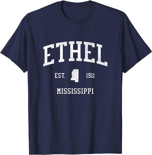 Ethel Mississippi MS T-Shirt Vintage Athletic Sports Design Tee