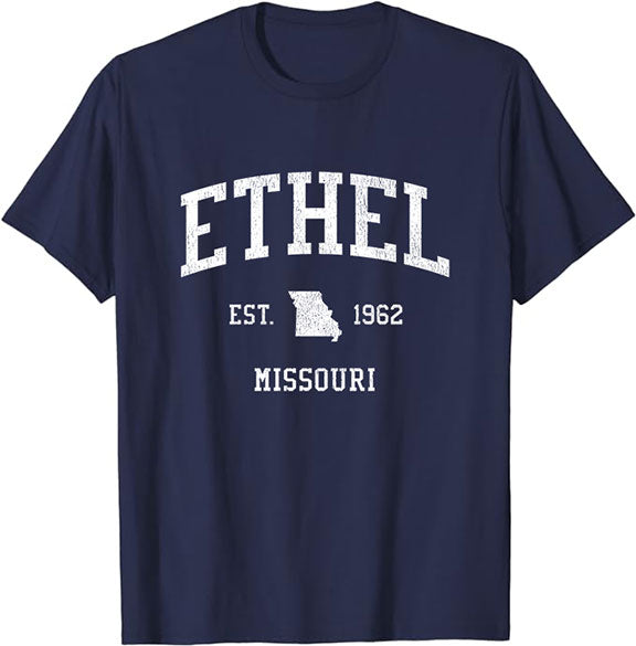 Ethel Missouri MO T-Shirt Vintage Athletic Sports Design Tee