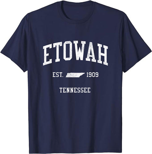 Etowah Tennessee TN T-Shirt Vintage Athletic Sports Design Tee