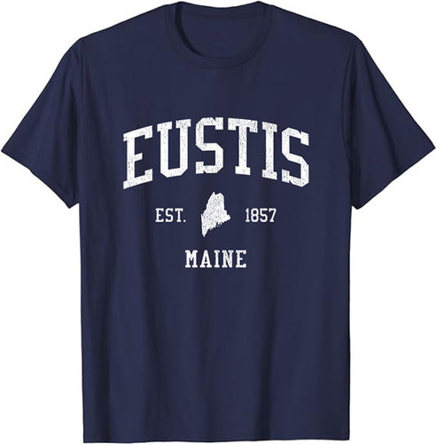 Eustis Maine ME T-Shirt Vintage Athletic Sports Design Tee