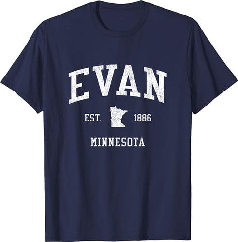 Evan Minnesota MN T-Shirt Vintage Athletic Sports Design Tee