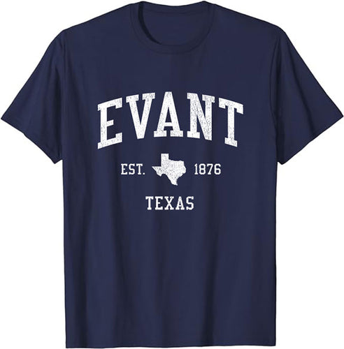 Evant Texas TX T-Shirt Vintage Athletic Sports Design Tee