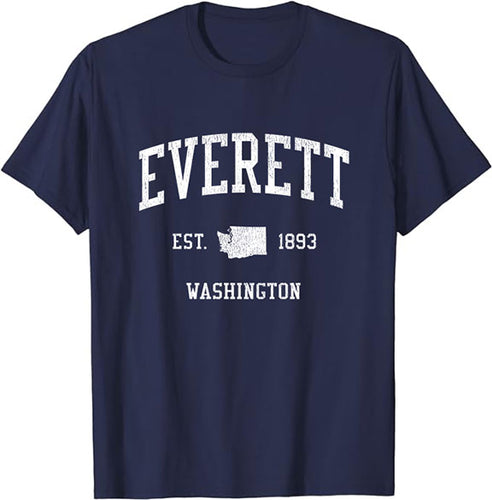 Everett Washington WA T-Shirt Vintage Athletic Sports Design Tee