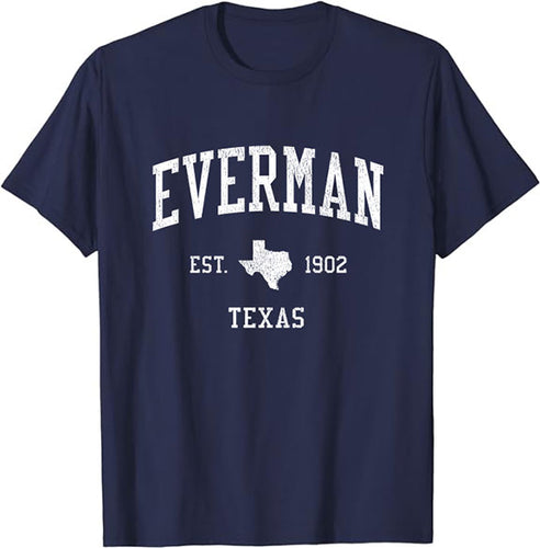 Everman Texas TX T-Shirt Vintage Athletic Sports Design Tee