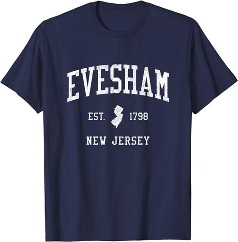 Evesham New Jersey NJ T-Shirt Vintage Athletic Sports Design Tee