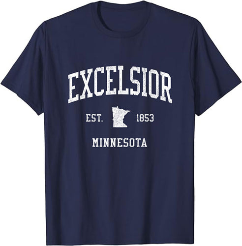 Excelsior Minnesota MN T-Shirt Vintage Athletic Sports Design Tee