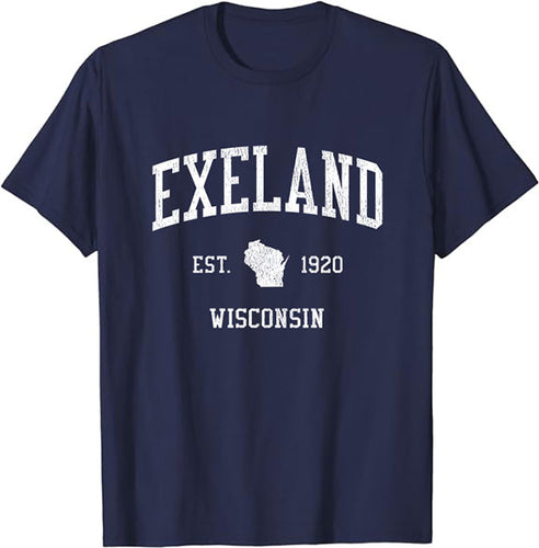 Exeland Wisconsin WI T-Shirt Vintage Athletic Sports Design Tee