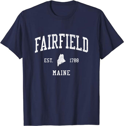 Fairfield Maine ME T-Shirt Vintage Athletic Sports Design Tee