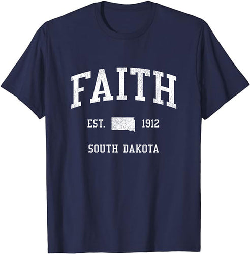 Faith South Dakota SD T-Shirt Vintage Athletic Sports Design Tee
