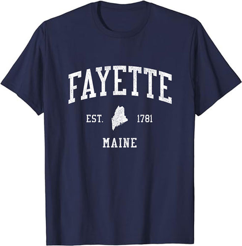 Fayette Maine ME T-Shirt Vintage Athletic Sports Design Tee
