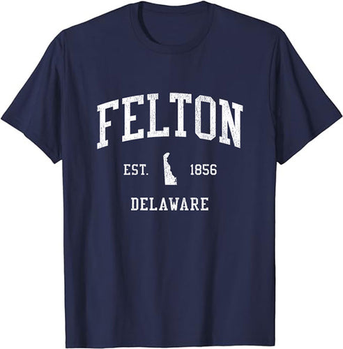 Felton Delaware DE T-Shirt Vintage Athletic Sports Design Tee