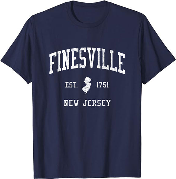 Finesville New Jersey NJ T-Shirt Vintage Athletic Sports Design Tee