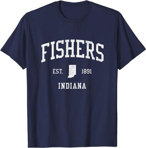 Fishers Indiana IN T-Shirt Vintage Athletic Sports Design Tee