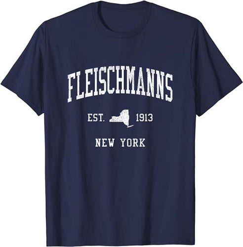 Fleischmanns New York NY T-Shirt Vintage Athletic Sports Design Tee