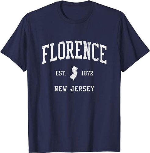 Florence New Jersey NJ T-Shirt Vintage Athletic Sports Design Tee