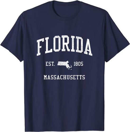 Florida Massachusetts MA T-Shirt Vintage Athletic Sports Design Tee