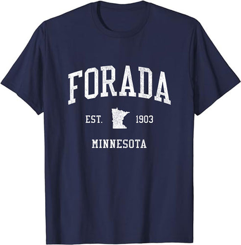 Forada Minnesota MN T-Shirt Vintage Athletic Sports Design Tee