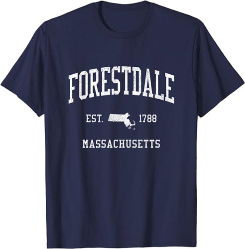 Forestdale Massachusetts MA T-Shirt Vintage Athletic Sports Design Tee