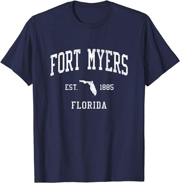 Fort Myers Florida FL T-Shirt Vintage Athletic Sports Design Tee