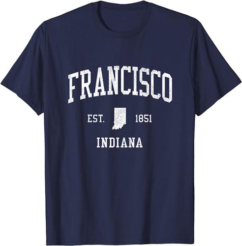 Francisco Indiana IN T-Shirt Vintage Athletic Sports Design Tee