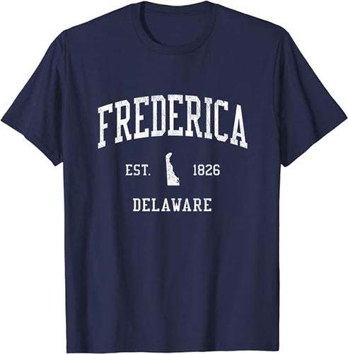 Frederica Delaware DE T-Shirt Vintage Athletic Sports Design Tee