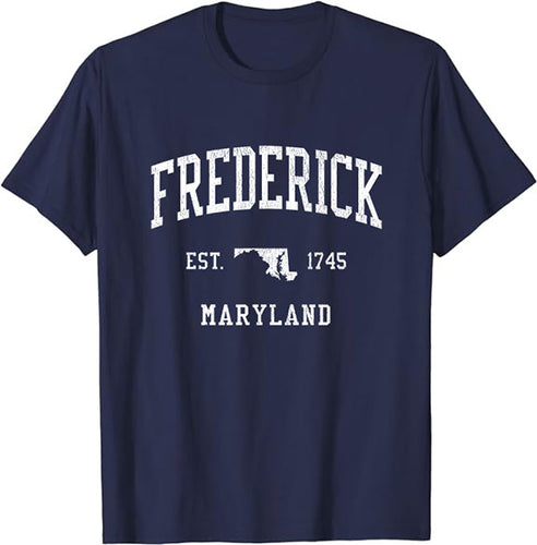 Frederick Maryland MD T-Shirt Vintage Athletic Sports Design Tee