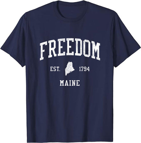 Freedom Maine ME T-Shirt Vintage Athletic Sports Design Tee