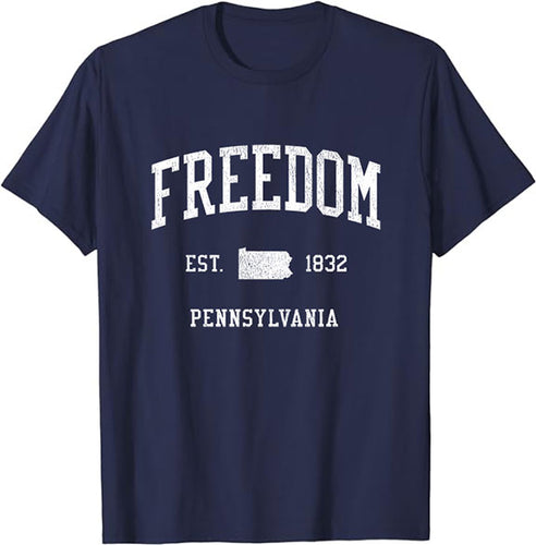 Freedom Pennsylvania PA T-Shirt Vintage Athletic Sports Design Tee