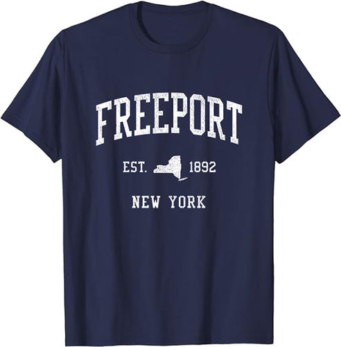 Freeport New York NY T-Shirt Vintage Athletic Sports Design Tee