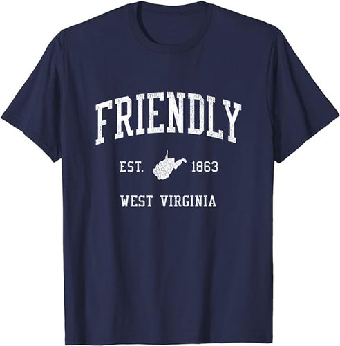 Friendly West Virginia WV Vintage Athletic Sports Design T-Shirt JS01