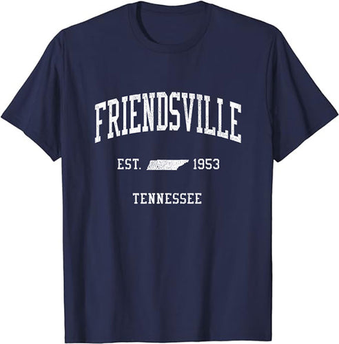 Friendsville Tennessee TN T-Shirt Vintage Athletic Sports Design Tee