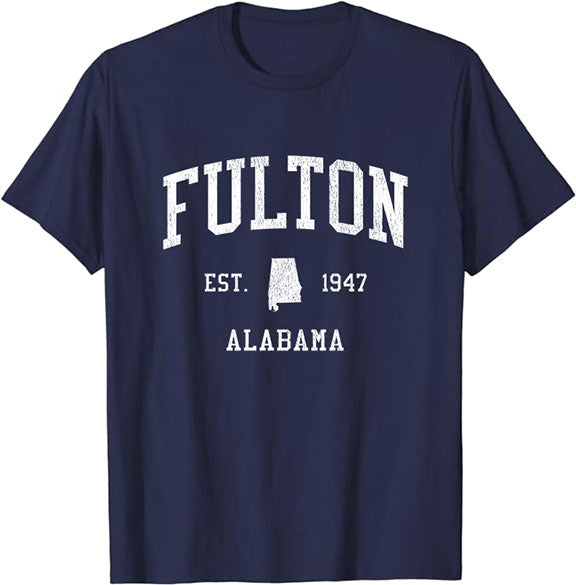 Fulton Alabama AL T-Shirt Vintage Athletic Sports Design Tee