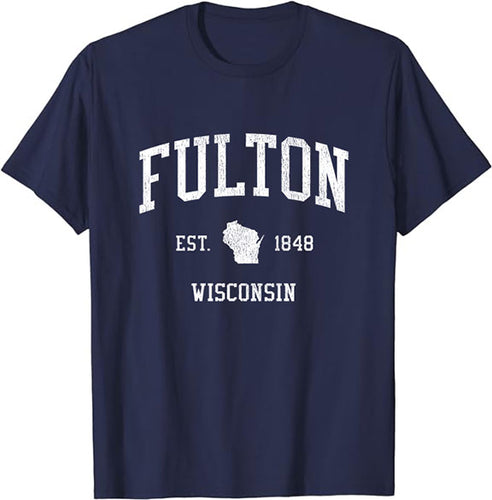 Fulton Wisconsin WI T-Shirt Vintage Athletic Sports Design Tee