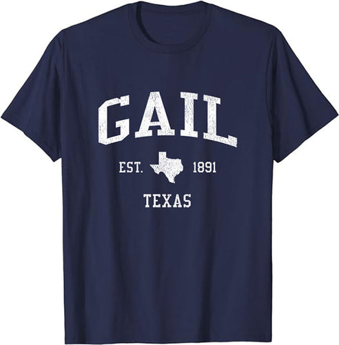 Gail Texas TX T-Shirt Vintage Athletic Sports Design Tee