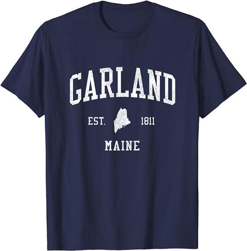 Garland Maine ME T-Shirt Vintage Athletic Sports Design Tee