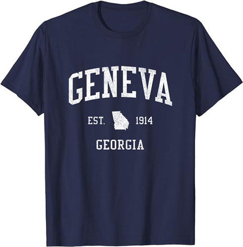 Geneva Georgia GA T-Shirt Vintage Athletic Sports Design Tee