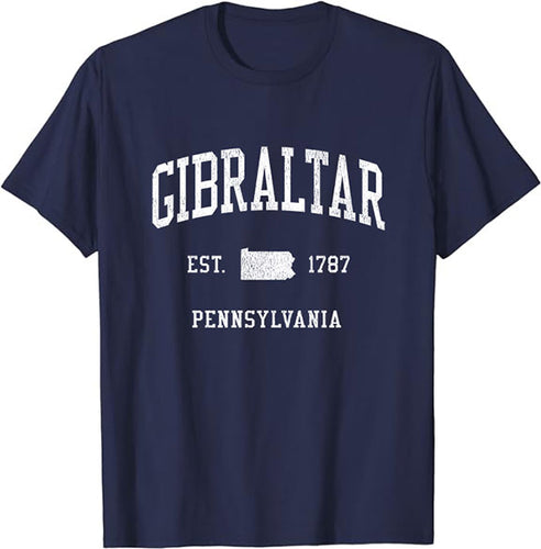 Gibraltar Pennsylvania PA T-Shirt Vintage Athletic Sports Design Tee