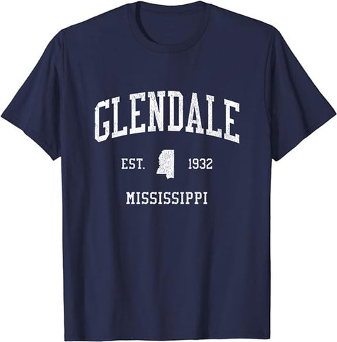 Glendale Mississippi MS T-Shirt Vintage Athletic Sports Design Tee