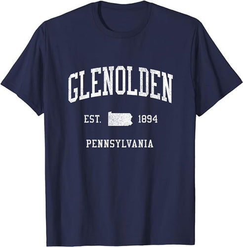 Glenolden Pennsylvania PA T-Shirt Vintage Athletic Sports Design Tee