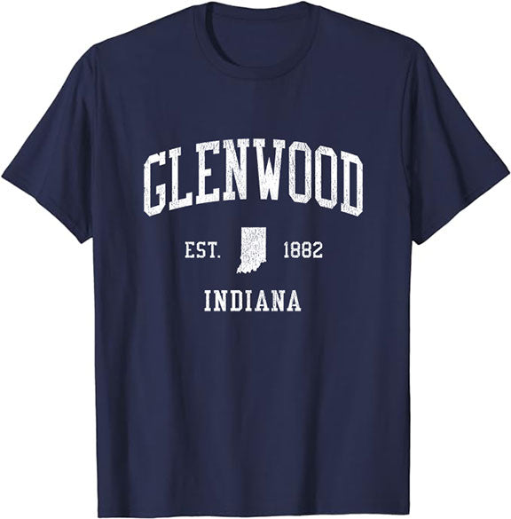 Glenwood Indiana IN T-Shirt Vintage Athletic Sports Design Tee