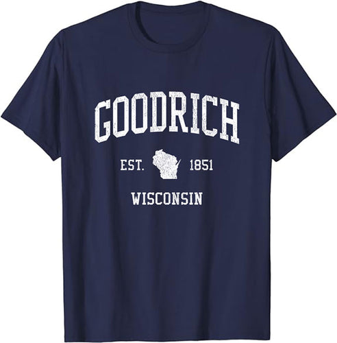 Goodrich Wisconsin WI T-Shirt Vintage Athletic Sports Design Tee