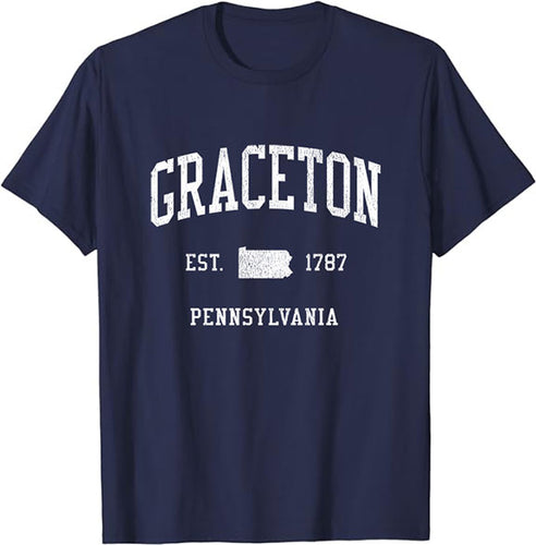 Graceton Pennsylvania PA T-Shirt Vintage Athletic Sports Design Tee