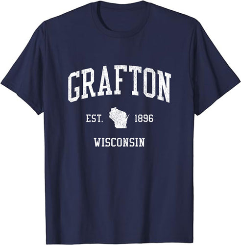 Grafton Wisconsin WI T-Shirt Vintage Athletic Sports Design Tee