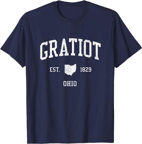 Gratiot Ohio OH T-Shirt Vintage Athletic Sports Design Tee