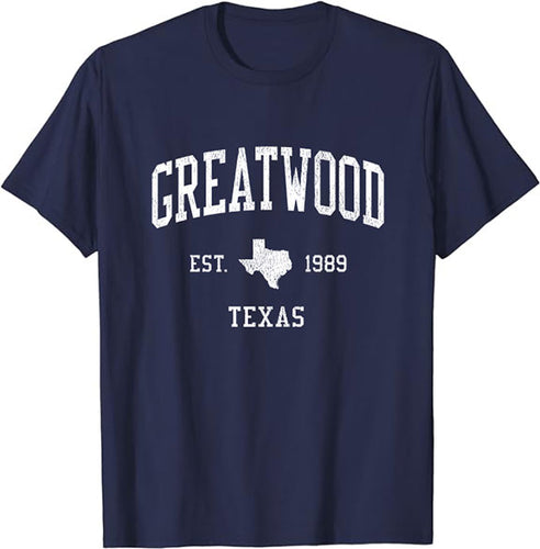 Greatwood Texas TX T-Shirt Vintage Athletic Sports Design Tee