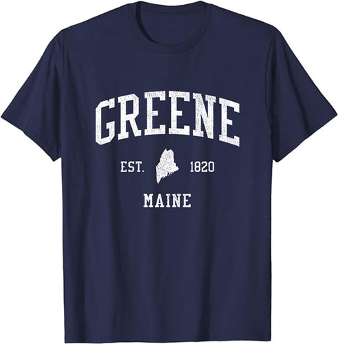 Greene Maine ME T-Shirt Vintage Athletic Sports Design Tee