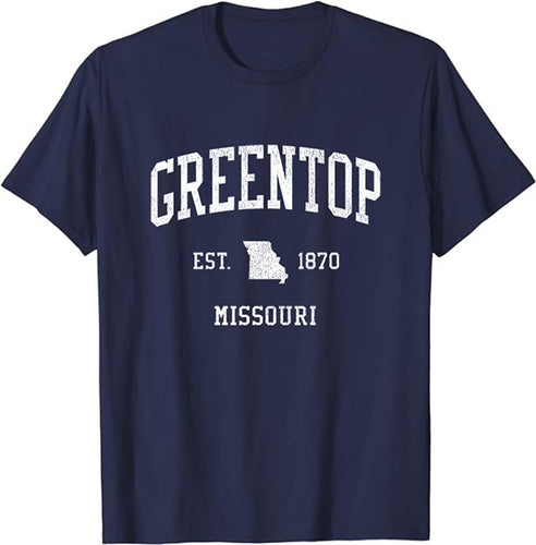 Greentop Missouri MO T-Shirt Vintage Athletic Sports Design Tee