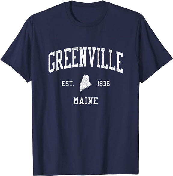 Greenville Maine ME T-Shirt Vintage Athletic Sports Design Tee