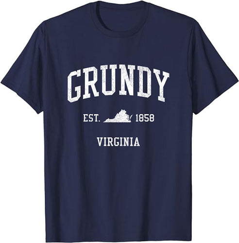 Grundy Virginia VA Vintage Athletic Sports Design T-Shirt JS01